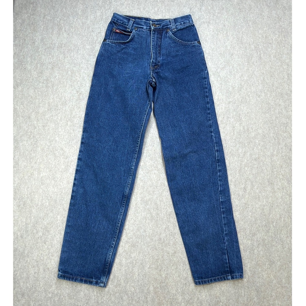Vtg Carrera Jeans Womens 23 XS Blue Retro Mom Straight Leg Zipper Back Pockets